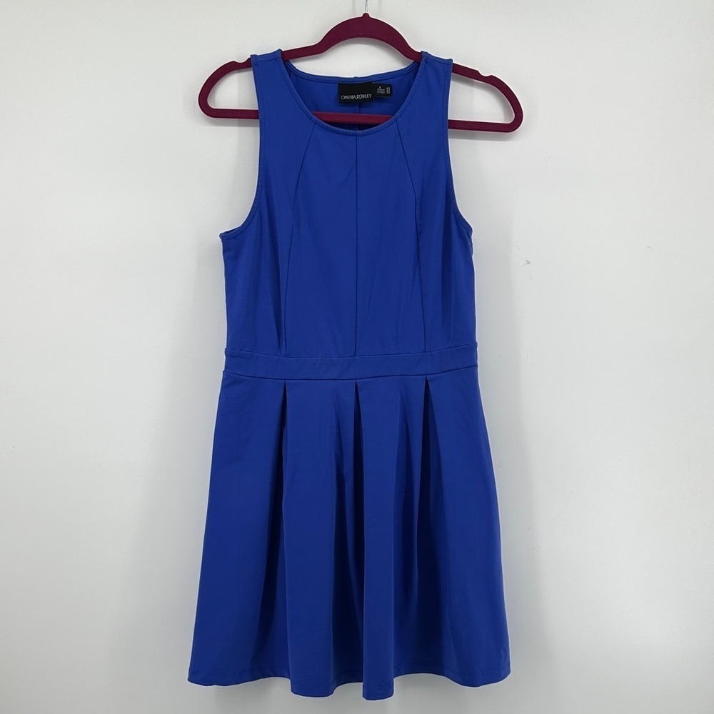 Cynthia Rowley Pleaded Blue Mini Shift Sleeveless Tennis Dress SZ M